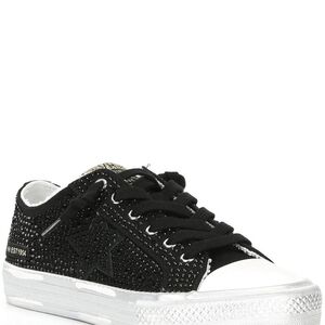 Vintage Havana Retro Rhinestone Starburst Black and White Sparkle Sneakers